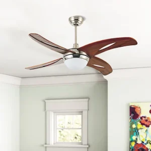 China Bedroom 4 Blade Low Profile Intelligent Fan Light Led Ceiling Fans With Led Lights Remote Control