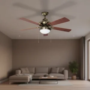 China Electric Metal Ceiling Fans with Mechanical Control Air Cooling for Household & Hotel Use 5 Blades 52 Inch