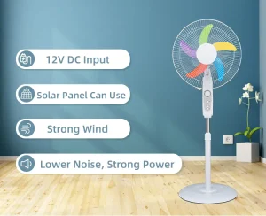 China Rechargeable 16 Inch 12 V Solar Dc Fan Plastic Summer Cooling Ventilation High Quality Floor Fan