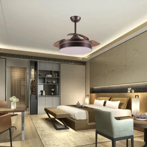 Chinese Style 66W DC Ceiling Fan with LED Light ABS Ceiling Fan with Invisible Blade Retractable Ceiling Fan Lights