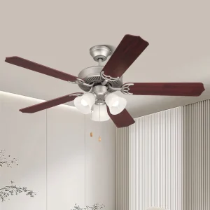 Classic Indoor Low Noise Home Office Hotel Ceiling Fan 5 Blades Decorative Chandelier with Light Household 3 Speed AC Motor