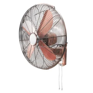 Classic Retro Style 220V/110V 16 Inch Wall Mounted Ventilation Fan with Metal Body and Blade 3 Speed with Pull Cord Oscillating