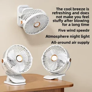 Clip Fan USB Light Desktop Fan Household Electric Fan Portable High Wind Circulation Fan Cross Border Exclusive Supply Plastic
