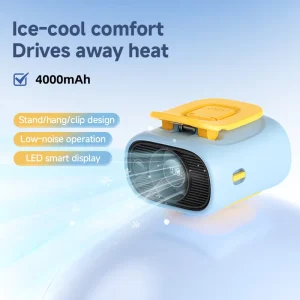 Clip On Handheld Wearable Portable Fan 4000mAh USB Rechargeable 100 Speeds 110g Lightweight Design Outdoor Sports Household