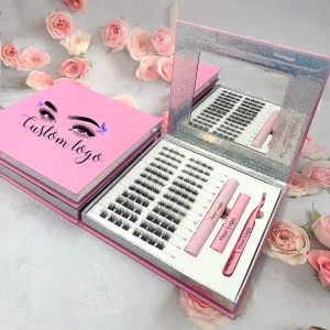 Cluster Lashes Diy Lash Sealant and Bond Cluster Lashes Kit Premade Volume Fan Eyelashes Extensions Set
