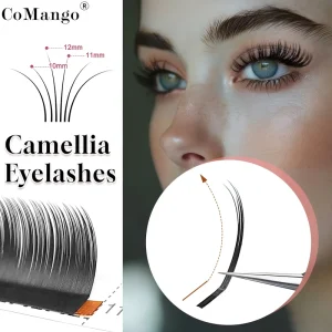 CoMango Salon Grade Camellia Eyelashes Self Fanning Fluffy Volume Lashes 10 11 12mm Mixed Length Supply