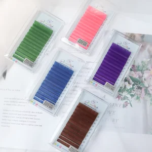 Colored Easy Fans Lashes 0.07 0.10 mm Colorful Eyelash Extensions