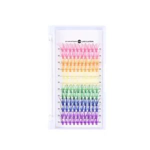 Colored Luxury 3D Synthetic Fiber Lash Extension Kit DIY D for Fan Volume Eyelashes Rainbow Color Reusable for Eyelashes