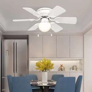 Commercial 6 Blades Mdf Fandelier Ceiling Fans With Light White Metal Luxury Ceiling Fan With Light for Ceiling and Remote