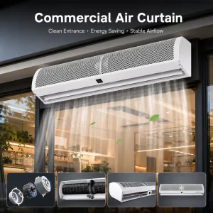 Commercial Air Curtain Door Air Barrier Cross Flow Fan Slim Full Metal Housing for Shop Restaurant Hotel Entrance