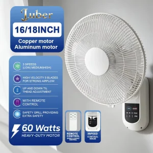 Commercial Project Sourcing 16 Inch Remote Control White Wall Fan Modern Home Decorative Cooling Fan