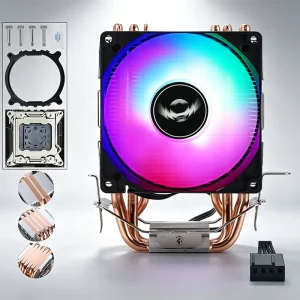 Compact 2 4 6 Copper Heat Pipe X99 CPU Cooler 90mm Hydraulic Bearing Fan 45CFM for LGA2011 AM4