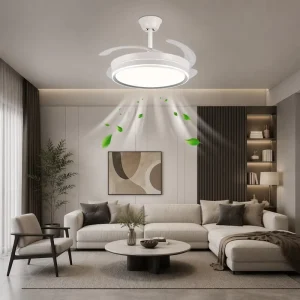Contemporary Ceiling Fan With LED Light 96W 42 Inch Black Gold Finish 4 Blade Design Quiet Cooling Master Bedroom Luxury