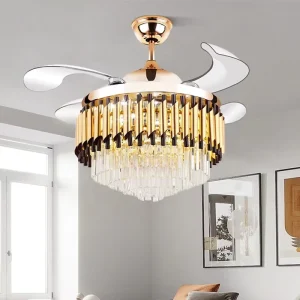 Contemporary Metal Ceiling Fan with ABS Plastic Lamp Body LED Lights and Remote Control