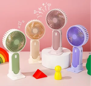 Cool Outdoor RL 12 Handheld Fan with Base & Phone Stand for Camping Picnic BBQ Multiple Colors 3 Wind Speed Adjustment Desk Fan
