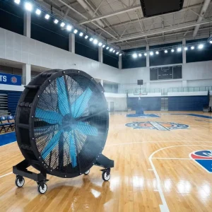 Cooler Fan air Cooling HVLS Industrial Floor Fan Rapid Heat Dissipation Powerful Airflow Mobile Wheels for Large Gymnasium Gym