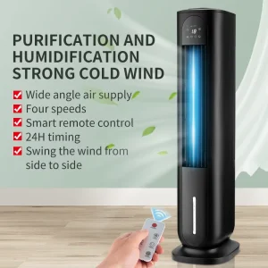 Cooler Water Cooling Tower Fan Floor Fan Quick Cooling Negative Ion Humidifier Purifier Portable Mini Air Conditioner
