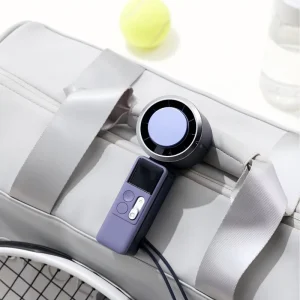 Cooling Mini Wearable Portable Handy Fan Digital Display Brushless Motor 4000mAh Battery Silicon Lanyard ABS Housing