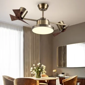 Creative Design 43 Inch Black White Bronze Color 2 Fans ABS Ceiling Fan with LED Light for Decoration