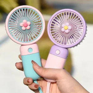 Creative Desktop Mini Handheld Fan Portable Wearable USB Charging Rechargeable Pocket Fan Floral Fairy Design Outdoor Battery