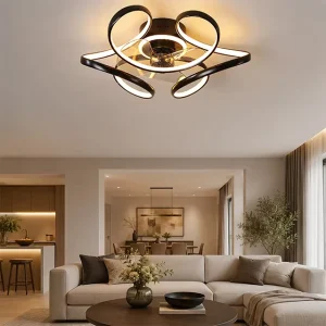 Creative Modern Invisible Ceiling Fan with Light with Remote Control DC Motor 6 Speed Dimmable for Bedroom & Restaurant