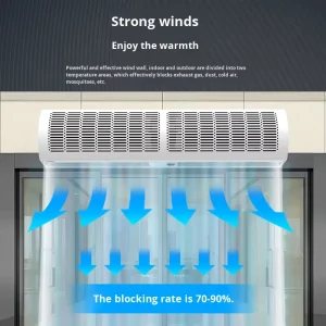 Cross Flow Fan Tubular Air Curtain Machine Isolating Cold and Hot Air Inside and Outside Room Low Noise