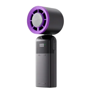 Cross border Handheld Cooling Fan Featuring Brushless Motor LED Lighting 12 Hours Runtime Foldable Design Turbo style Cooling