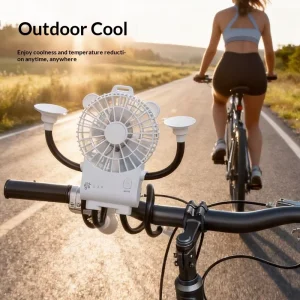 Cross border New Suction cup Handheld Robot Fan Desktop Outdoor Multi function Folding USB Rechargeable Built in Light Phone Fan