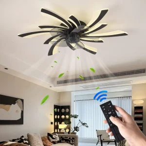 Cross border exclusive ABS Fan Lights Remote Control Nordic style Smart Flush mount Fixtures Compact Packaging for Living