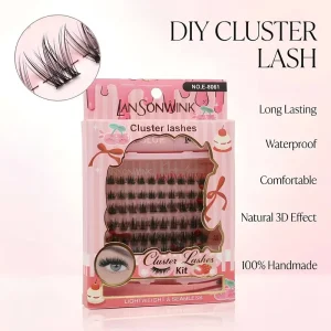 Cruelty Free Individual Lash Clusters Thick Curled Synthetic Hair with Black Plastic Stem Waterproof Fan Eyelashes