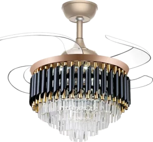 Crystal Remote Control Ceiling Fans Lights 220v Decorative Bladeless Home LED Designer Round Tricolor 42 Inch Modern