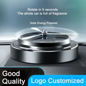 Custom Alloy Car Air Freshener Solar Energy Aroma Perfume Diffuser 360 Rotation Solid Balm Fan Spread Fragrance Decoration OEM