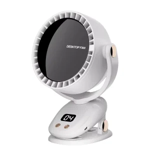 Custom Fashion USB Smart Desktop Air Cooling Fan Wall Mounted Digital Control Rechargeable Clip Fan for Home Office