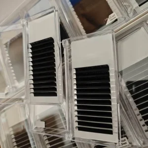 Custom Logo 0.10 0.15 C J Mink Darkest Matte Black Velvet Easy Fan Silk Premium Eyelash Lash Extension Trays Supplies