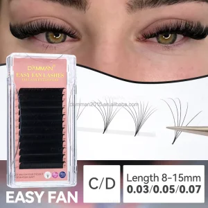 Custom Logo Easy Fans Lash 0.05 0.07 C D Curl Mega Volume Eyelasshes Handmade Easy Fanning Blooming Eyelashes
