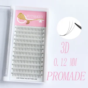 Custom Logo Handmade Pointy Base 120 Fans 0.12 Thickness 12 Lash Cluster Tray Pre Made Synthetic Silk Fake Eyelashes