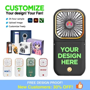 Custom Logo High Speed Handheld Fan Portable Outdoor Folding Hanging Neck Fan Emergency Power Supply