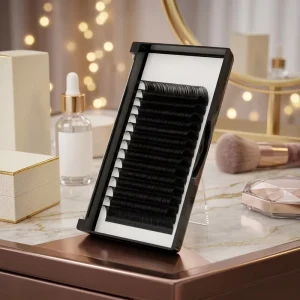 Custom Logo Soft Silk Eyelash Extensions Tray Volume Velvet Lash Jet Black Cashmere Matte Fluffy Super Jet Black Lash Extensions