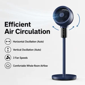 Custom Logo Space Saving Compact Battery Indicator Voice Control Portable AC Smart Fan for Office Desktop