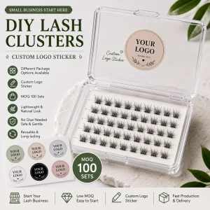 Custom Logo Sticker DIY Lash Cluster Low MOQ From 100 for Small Business Private Label