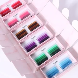 Custom Logo Volume Colorful Eyelashes 0.03 0.05 0.07 Easy Fan Eyelash Colorful Lash Extensions