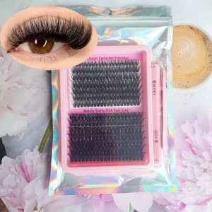 Custom Logo for Diy Fluffy Lash Clusters D Curl 60D Cluster Lashes Kit With Tweezers Bond Seal and Remover