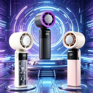 Custom Mini Fan Cooling Fan Ice Fan Cold Air Fan USB Rechargeable Foldable Fan with Metal Hook Turbo handheld fan