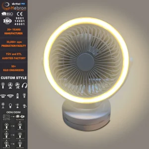 Custom Portable USB Electric 3 Speed Home Car Outdoor Air Circulation Fan Rotatable Night Light Table Fan for Office Use Small