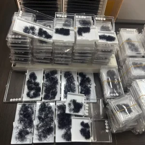 Custom Premade Volume Lash Fans Pointy Base Eyelash Extension 200 500 1000 Fans 0.05 0.07 Black Thin Base Loose Premade Fans