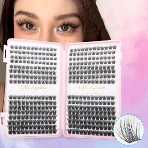 Custom Private Label 200D Mega Volume Lash Clusters 10 16MM Fluffy 3D Eyelash Clusters Kit Synthetic Hair Segmented Lash Book