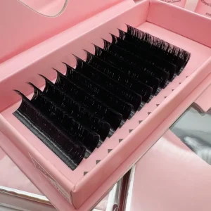 Custom Soft Silk Lash Trays Individual Volume Classic Cashmere Jet Black Easy Fan Lash Tray Classic Eyelash Extension