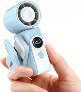 Custom logo Clip On Portable Handheld Fan USB Charging Mini Fan with 360 Rotating Detachable Clip Digital Display Fan