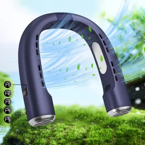 Custom logo Portable Neck Fan Rechargeable Neck Fan air Conditioner Wearable Bladeless Cooler Fan for Human Neck Mini Usb