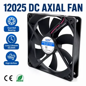 Customizable 120x120x25mm Ball Bearing Industrial DC Axial Flow Fans SZR12025 5 12 24 48V High Speed DC Air Cooling Fans OEM ODM